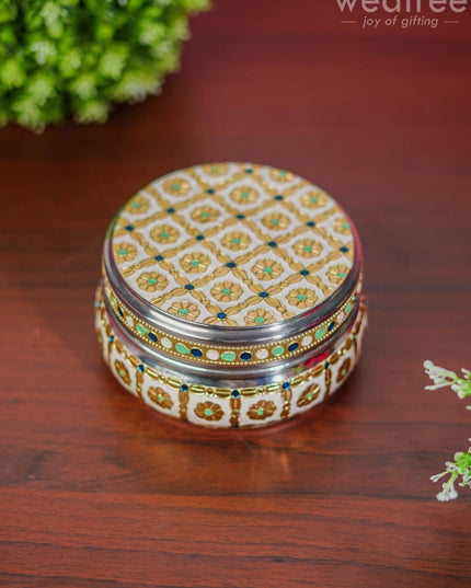 Meenakari Poori Box - Wbg1269 White Utensils
