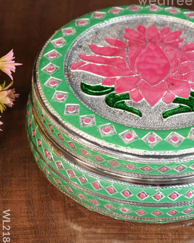 Meenakari Box - Lotus Design 6 Inch Wl2184 Containers