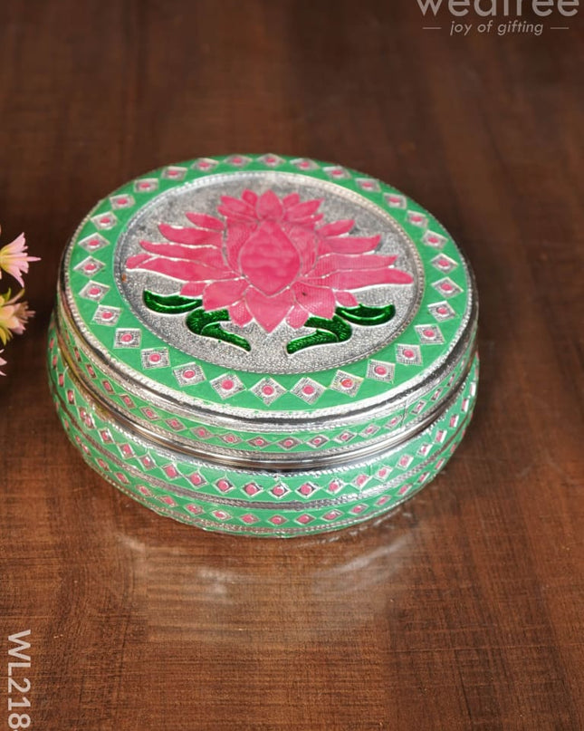 Meenakari Box - Lotus Design 6 Inch Wl2184 Containers