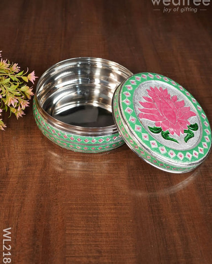 Meenakari Box - Lotus Design 6 Inch Wl2184 Containers