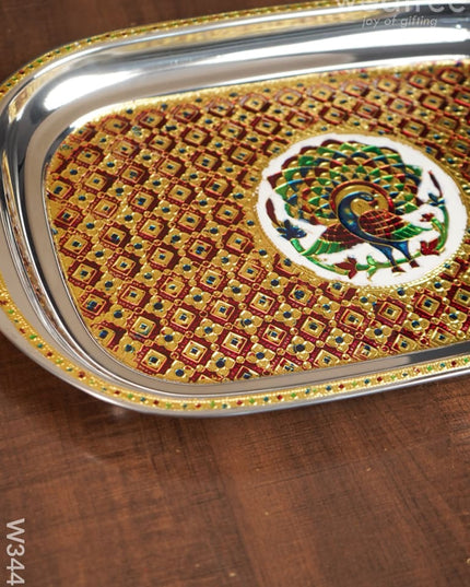 Minakari Rectangle Plate - W3446 Meenakari Trays & Plates