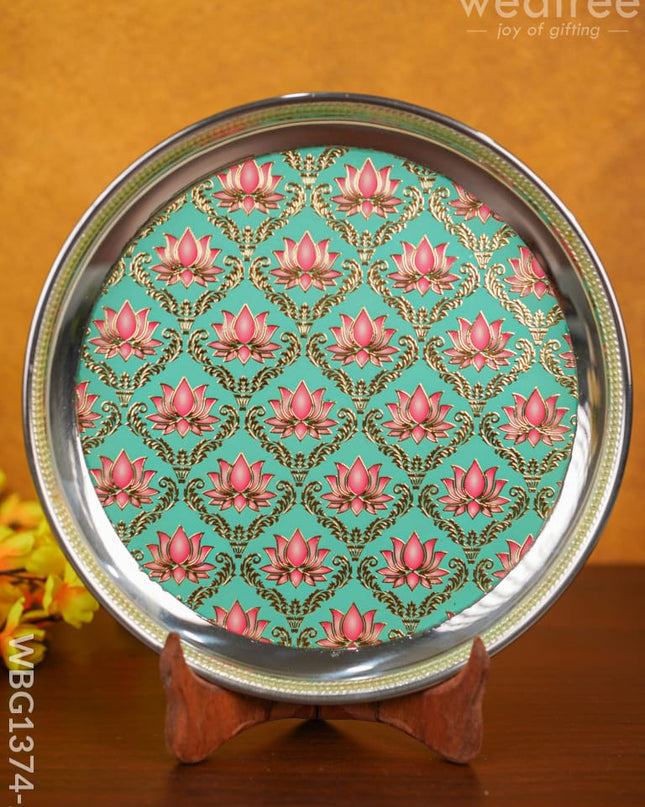 Meenakari Round Plate - Wbg1374 Green Trays & Plates Rg
