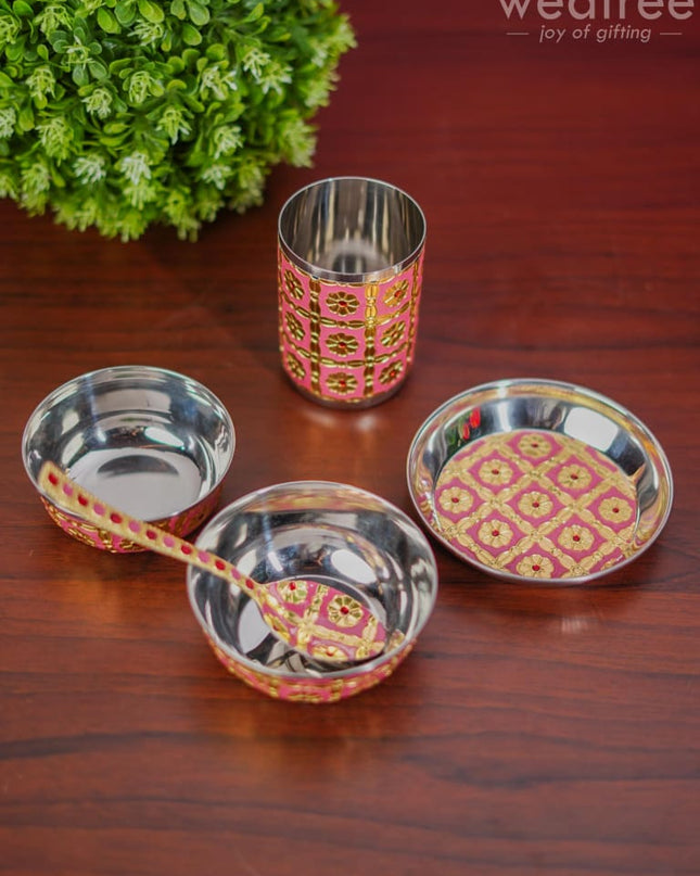 Meenakari Pooja Thali Set - Wl3862 Trays & Plates