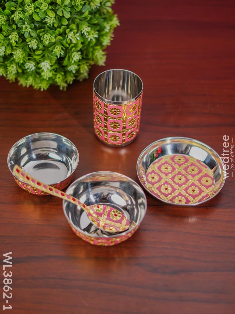 Meenakari Pooja Thali Set - Wl3862 Trays & Plates
