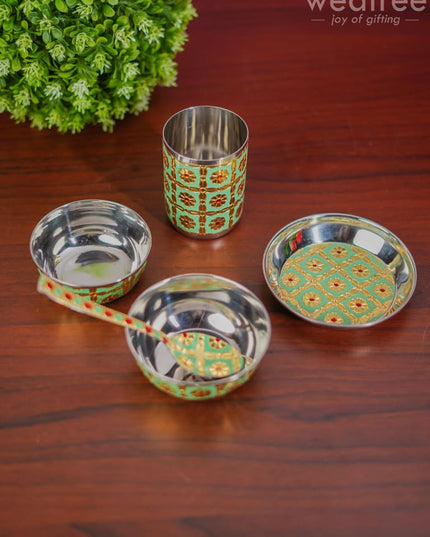 Meenakari Pooja Thali Set - Wl3862 Trays & Plates