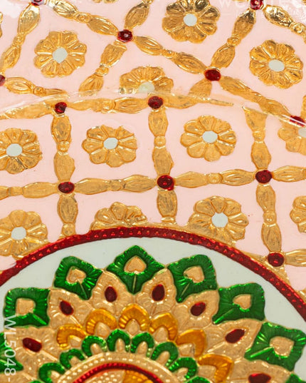 Meenakari Thambaalam Plate - 12 inch - Pink - WL5048-1 Meenakari Trays & Plates
