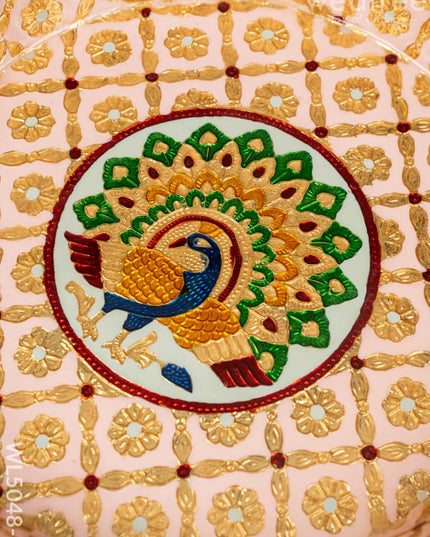 Meenakari Thambaalam Plate - 12 inch - Pink - WL5048-1 Meenakari Trays & Plates