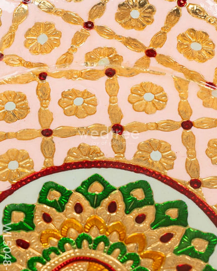 Meenakari Thambaalam Plate - 12 inch - Pink - WL5048-1 Meenakari Trays & Plates