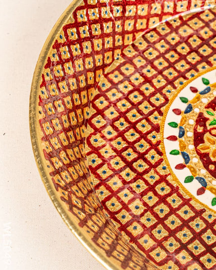 Meenakari Thambaalam Plate - 16 inch - Red - WL5049-2 Meenakari Trays & Plates