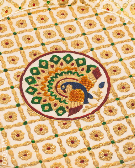 Meenakari Thambaalam Plate - 16 inch - White - WL5050-2 Meenakari Trays & Plates