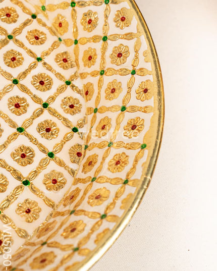 Meenakari Thambaalam Plate - 16 inch - White - WL5050-2 Meenakari Trays & Plates
