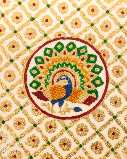 Meenakari Thambaalam Plate - 16 inch - White - WL5050-2 Meenakari Trays & Plates