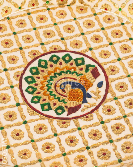 Meenakari Thambaalam Plate - 16 inch - White - WL5050-2 Meenakari Trays & Plates