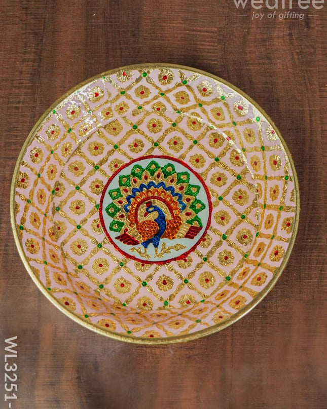 Meenakari Thambaalam Plate - Wl3251 12 Inch Trays & Plates
