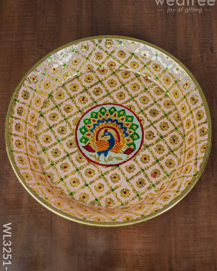 Meenakari Thambaalam Plate - Wl3251 14 Inch Trays & Plates