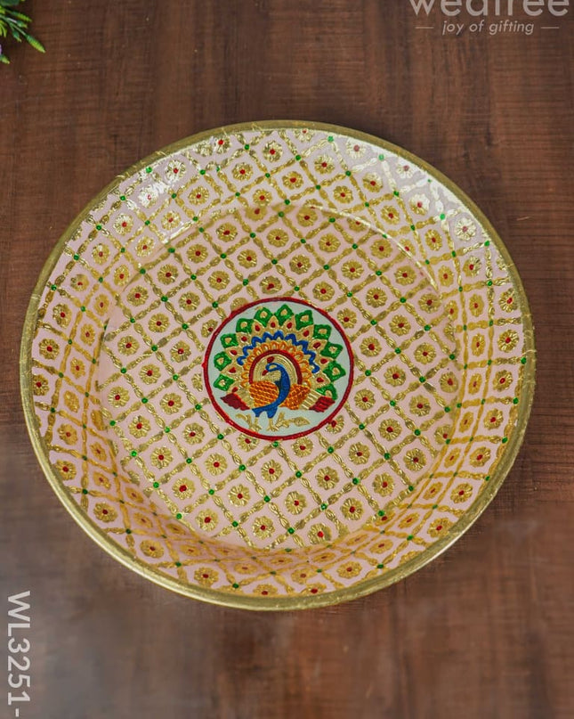 Meenakari Thambaalam Plate - Wl3251 16 Inch Trays & Plates