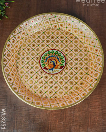 Meenakari Thambaalam Plate - Wl3251 17.5 Inch Trays & Plates