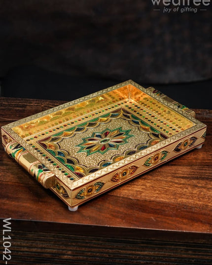 Meenakari Tray - 10X7 Inches Floral Design Trays & Plates