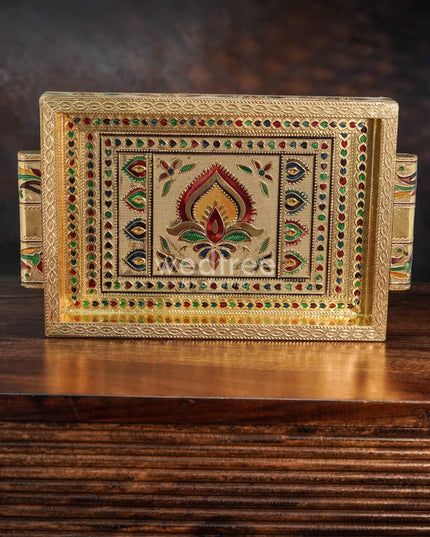 Meenakari Tray - 10X7 Inches Floral Design Trays & Plates