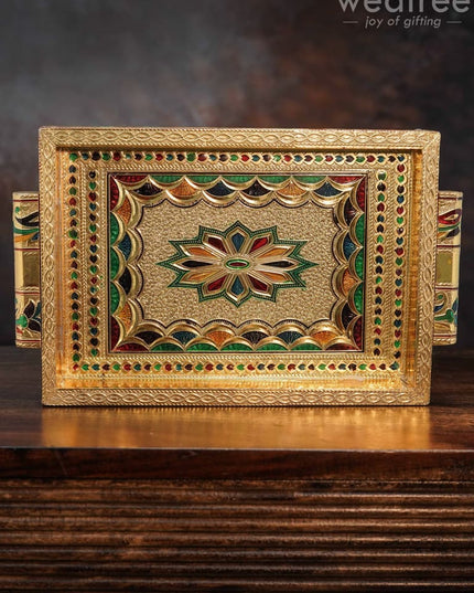 Meenakari Tray - 10X7 Inches Floral Design Trays & Plates