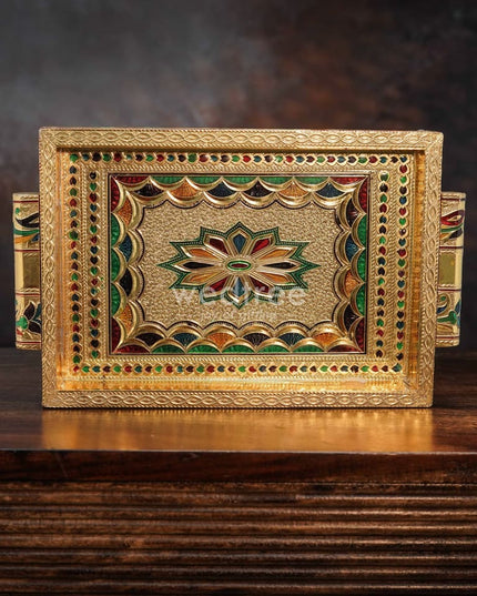Meenakari Tray - 10X7 Inches Floral Design Trays & Plates
