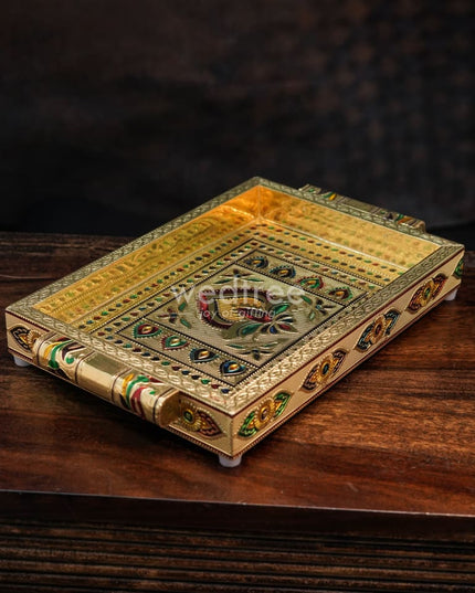 Meenakari Tray - 10X7 Inches Floral Design Trays & Plates