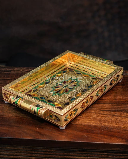 Meenakari Tray - 10X7 Inches Floral Design Trays & Plates