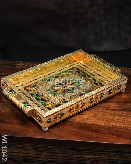 Meenakari Tray - 10X7 Inches Floral Design Trays & Plates
