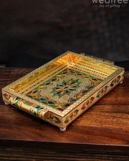 Meenakari Tray - 10X7 Inches Floral Design Trays & Plates