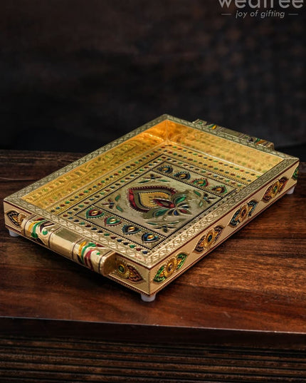 Meenakari Tray - 10X7 Inches Floral Design Trays & Plates