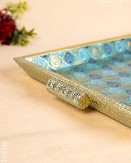 Digital Printed Meenakari Tray - Peacock Design - WL5112 Meenakari Trays & Plates