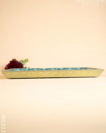 Digital Printed Meenakari Tray - Peacock Design - WL5112 Meenakari Trays & Plates