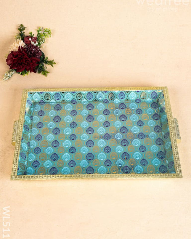 Digital Printed Meenakari Tray - Peacock Design - WL5112 Meenakari Trays & Plates