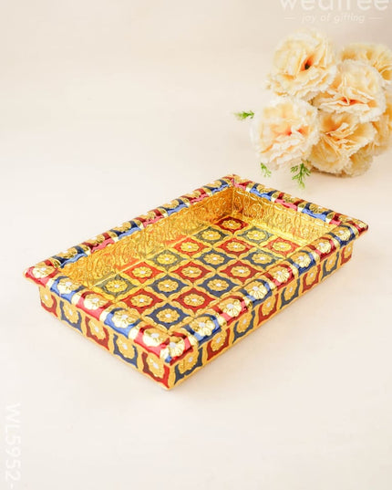 Meenakari Tray - Red & Blue - 10x6 inch - WL5952-1 - Meenakari Trays & Plates