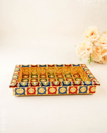 Meenakari Tray - Red & Blue - 10x6 inch - WL5952-1 - Meenakari Trays & Plates
