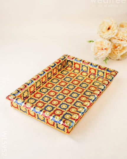 Meenakari Tray - Red & Blue - 12X8 inch - WL5952-2 - Meenakari Trays & Plates