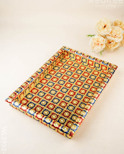Meenakari Tray - Red & Blue - 15X10 inch - WL5952-3 - Meenakari Trays & Plates