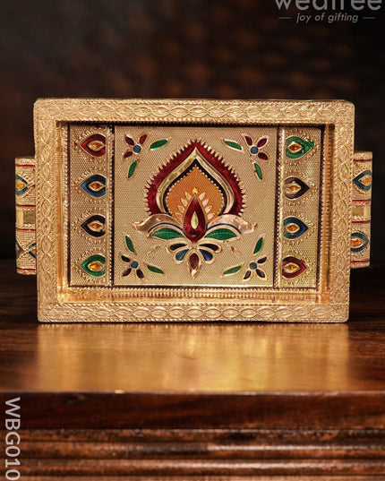 Meenakari Tray With Deepam Design - 6X4 Inches Wbg0102 Pooja Utilities