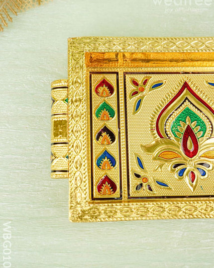 Meenakari Tray with Deepam Design - 6 inch - WBG0102 - Trays & Plates RG