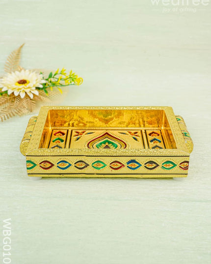 Meenakari Tray with Deepam Design - 6 inch - WBG0102 - Trays & Plates RG