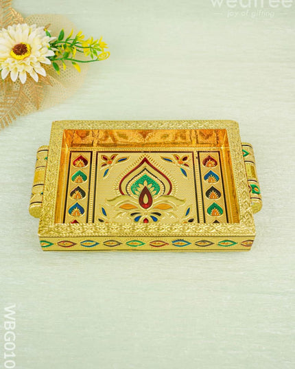 Meenakari Tray with Deepam Design - 6 inch - WBG0102 - Trays & Plates RG