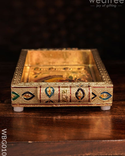 Meenakari Tray With Deepam Design - 6X4 Inches Wbg0102 Pooja Utilities