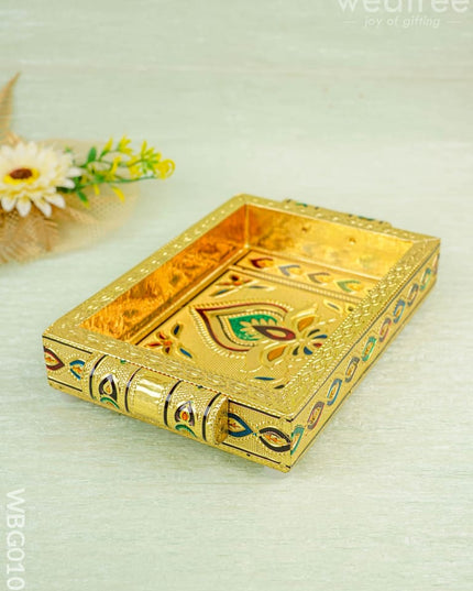 Meenakari Tray with Deepam Design - 6 inch - WBG0102 - Trays & Plates RG