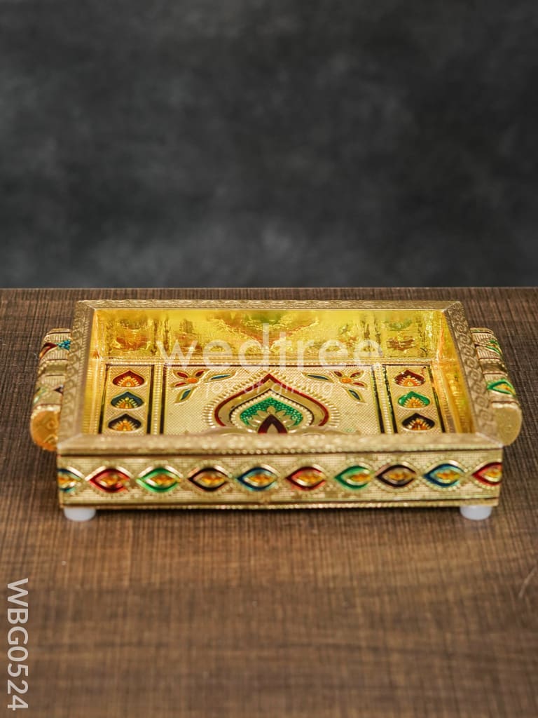 Meenakari Tray With Deepam Design- Wbg0524 Trays & Plates