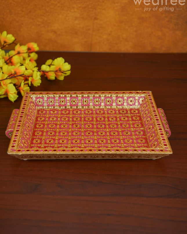 Floral Printed Meenakari Tray - Wl4253 Trays & Plates