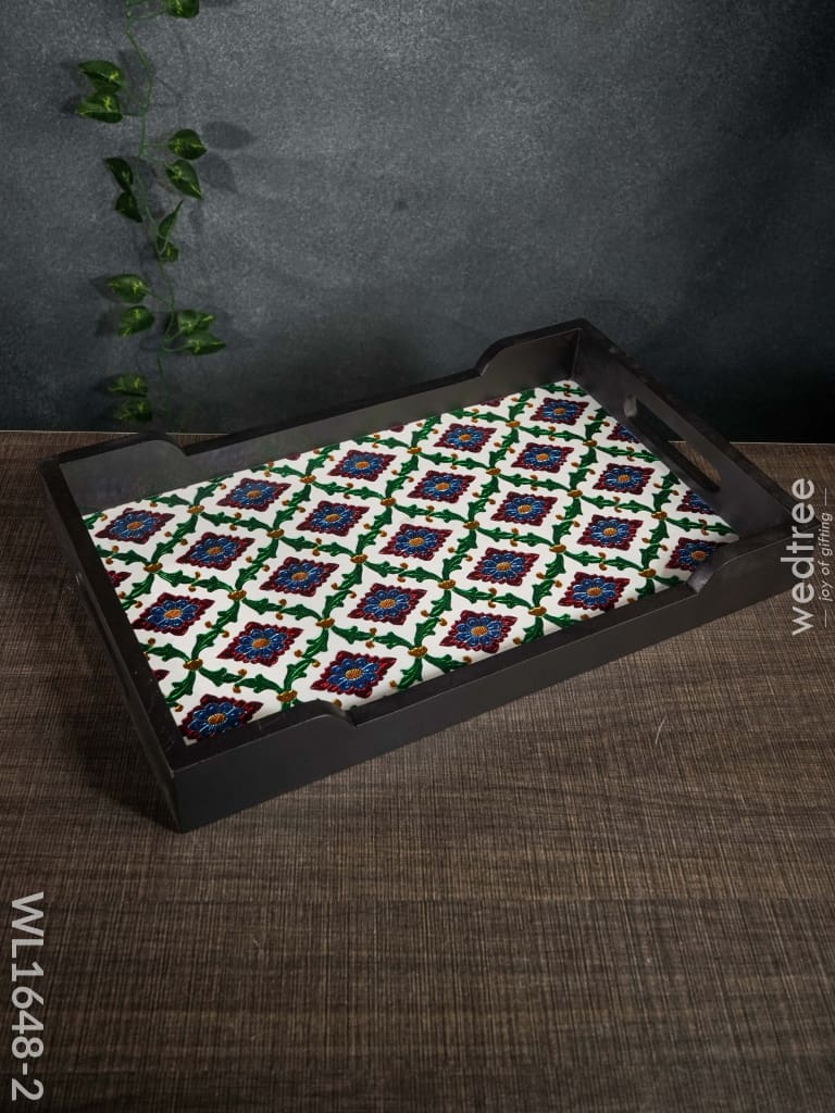 Meenakari Wooden - Rectange Tray (15X9) Wl1648 2 Trays & Plates