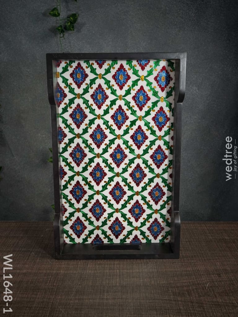 Meenakari Wooden - Rectange Tray (15X9) Wl1648 Trays & Plates