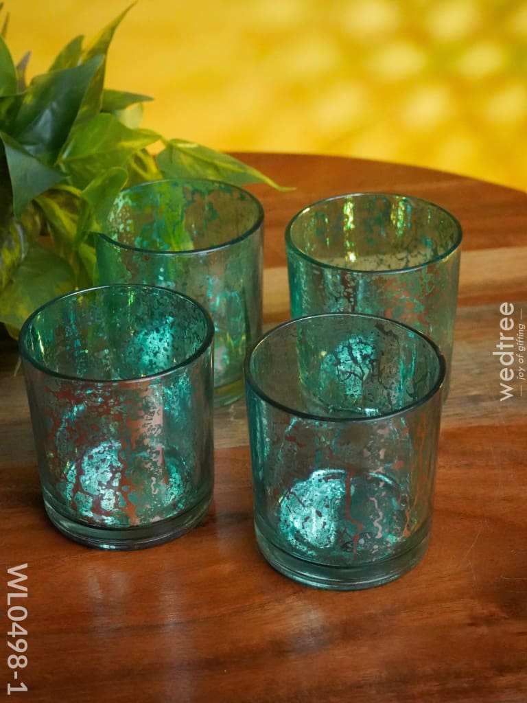 Mercury Glass T-Light Holder 3 Inches - Set Of 4 Candles And Votives