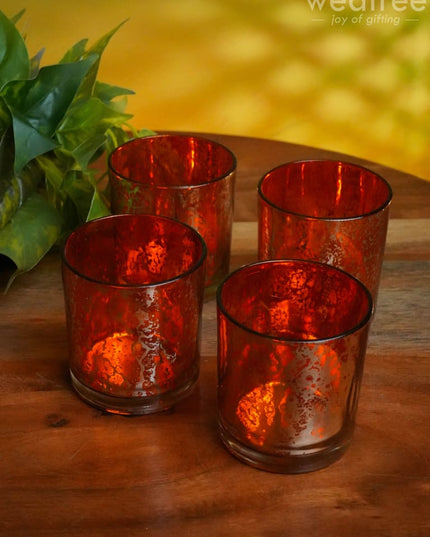 Mercury Glass T-Light Holder 3 Inches - Set Of 4 Candles And Votives