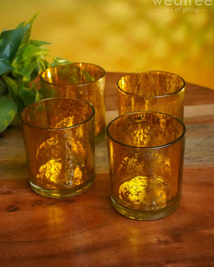 Mercury Glass T-Light Holder 3 Inches - Set Of 4 Candles And Votives